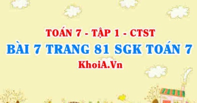 Bài 7 trang 81 SGK Toán 7 tập 1 Chân trời sáng tạo